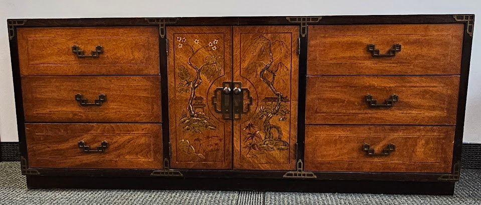 1970s Bassett Chinoiserie Credenza